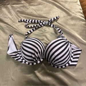 H&M 34C Black and White Striped Push Up Bikini Top Alt Gothic Women’s